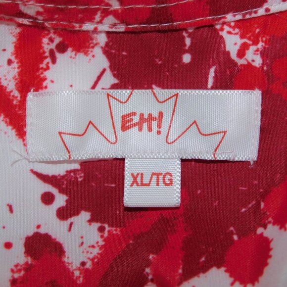 EH Canada Red White Maple Leaf Mens XL Short sleeve Button Front Shirt Canadian - Picture 5 of 10